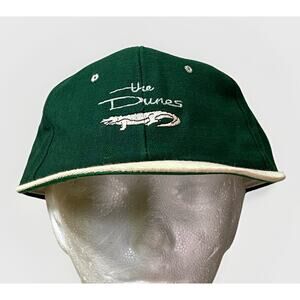 Vintage Derby Cap The Dunes Golf Strapback Hat Green USA Made Alligator Logo